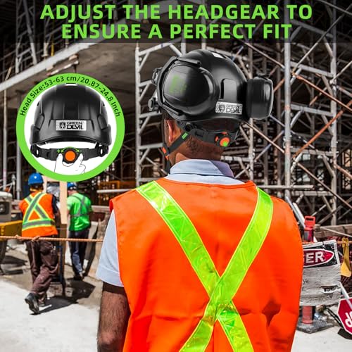GREEN DEVIL Hard Hat Safety Helmet with Visor and Ear Muffs Men Women Vented Work Hardhat ANSI Z89.1 Cascos De Construccion for Industrial Construction Forestry - Image 5