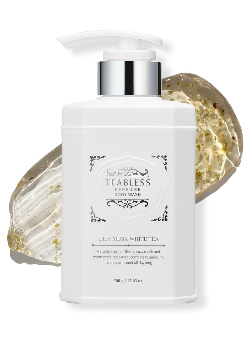 TEABLESS Lily Musk White Tea Perfume Body Wash 500g – Long-Lasting Floral Musk Scent – Korean Vegan Cleanser with Ceramides - Image 1