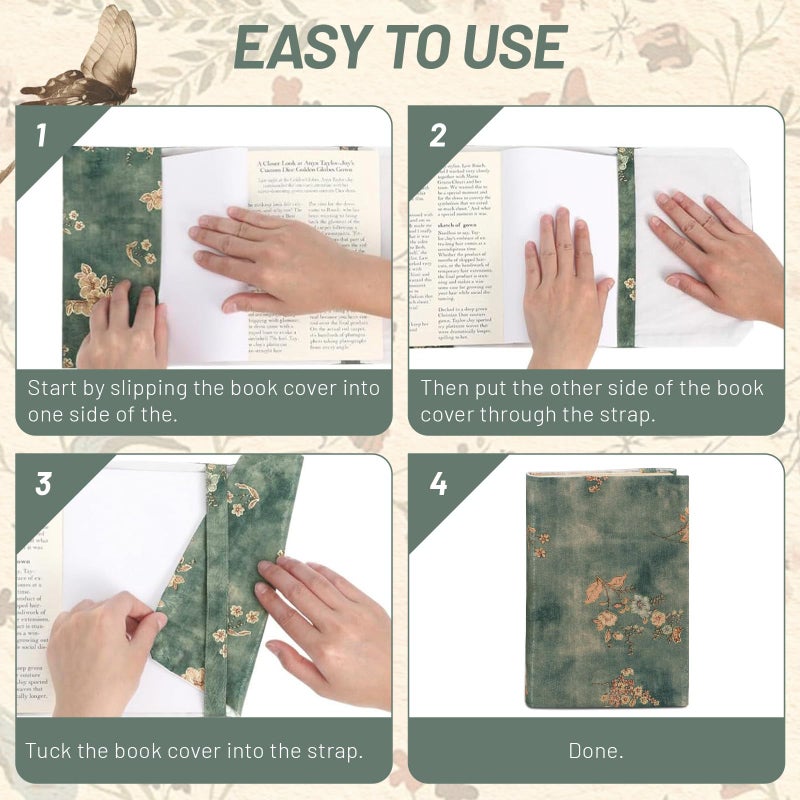 ASTIMESA Book Sleeve Covers for Paperback, A5 8.46 x 5.8 Inch Fabric Book Cover Protector, Adjustable Book Protector Case Pad for Hardcover Softcover Novels Protection (Spring Flora, 8.46 x 5.8) - Image 4