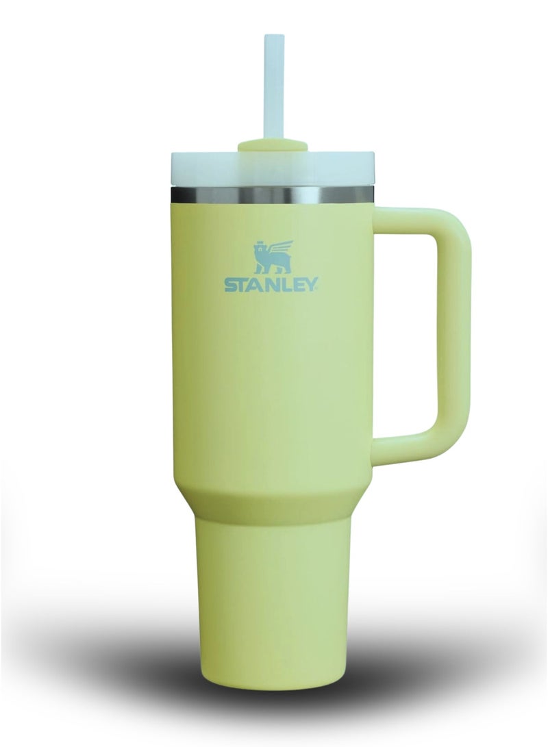 Stanley Quencher H2.0 Tumbler with Handle and Straw 40 oz | Flowstate 3-Position Lid | Cup Holder Compatible for Travel | Insulated Stainless Steel Cup | BPA-Free | Periwinkle Shimmer | Light Green - Image 1