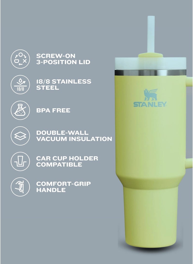 Stanley Quencher H2.0 Tumbler with Handle and Straw 40 oz | Flowstate 3-Position Lid | Cup Holder Compatible for Travel | Insulated Stainless Steel Cup | BPA-Free | Periwinkle Shimmer | Light Green - Image 3