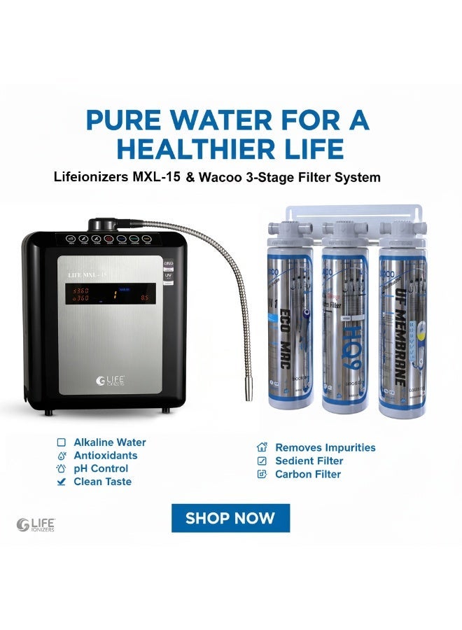 Lifeionizers Life Ionizer MXL-15 Alkaline Water Ionizer Hydrogen Machine with 15 Titanium plates Platinum Coated - Counter Top - Image 3