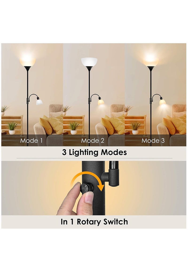 Captaintech Floor Lamp, Standing Lamp with Adjustable Reading Lamp, Dimmable Standing Lamp  for Living Room, Office, Bedroom(Black) - Image 3