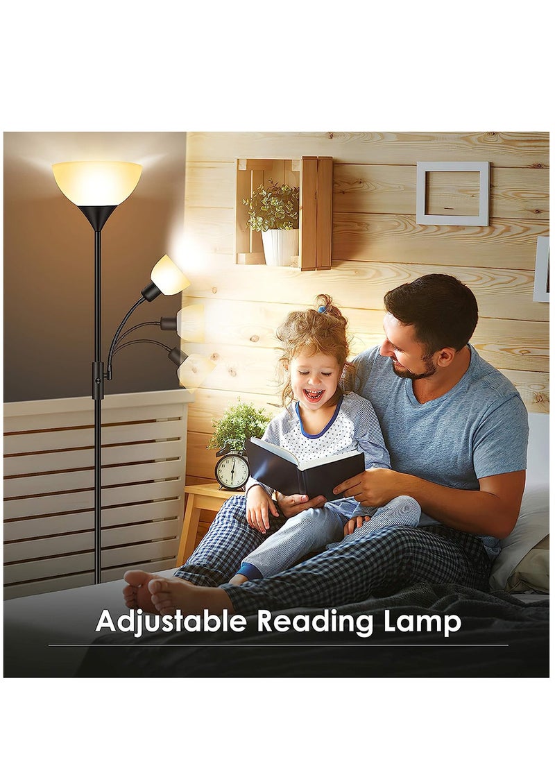 Captaintech Floor Lamp, Standing Lamp with Adjustable Reading Lamp, Dimmable Standing Lamp  for Living Room, Office, Bedroom(Black) - Image 2