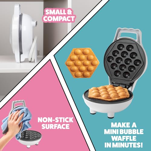 CucinaPro Bubble Mini Waffle Maker- Special Holiday Breakfast w Tiny Hong Kong Egg Style Design, 4" Individual Waffler Iron, Electric NonStick Baker w Recipes- Ice Cream Treat Dessert, Dorm Essential Xmas Gift - Image 2