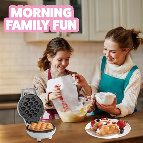 CucinaPro Bubble Mini Waffle Maker- Special Holiday Breakfast w Tiny Hong Kong Egg Style Design, 4" Individual Waffler Iron, Electric NonStick Baker w Recipes- Ice Cream Treat Dessert, Dorm Essential Xmas Gift - Image 4
