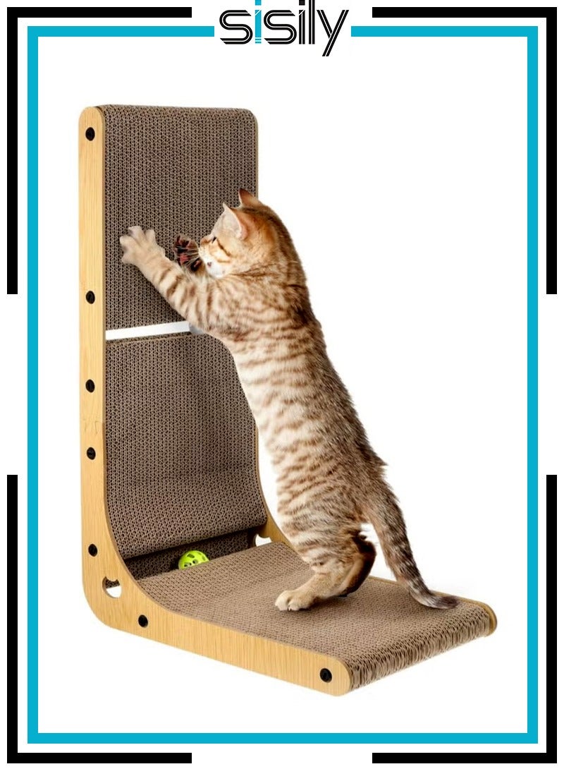 Sisily L Shape Cat Scratcher Cardboard, 23.6 Inch Cat Scratching Board Protecting Furniture Cat Scratch Pad for Indoor Cats, Vertical Cat Scratching Post - Image 1