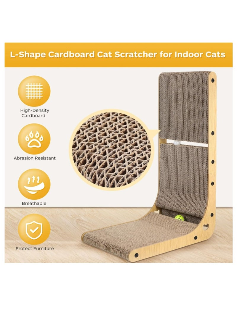L Shape Cat Scratcher Cardboard, 23.6 Inch Cat Scratching Board Protecting Furniture Cat Scratch Pad for Indoor Cats, Vertical Cat Scratching Post - Image 2