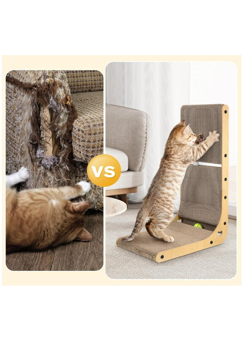 L Shape Cat Scratcher Cardboard, 23.6 Inch Cat Scratching Board Protecting Furniture Cat Scratch Pad for Indoor Cats, Vertical Cat Scratching Post - Image 5