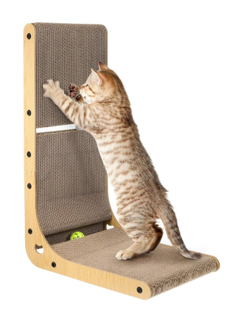 L Shape Cat Scratcher Cardboard, 23.6 Inch Cat Scratching Board Protecting Furniture Cat Scratch Pad for Indoor Cats, Vertical Cat Scratching Post - Image 1