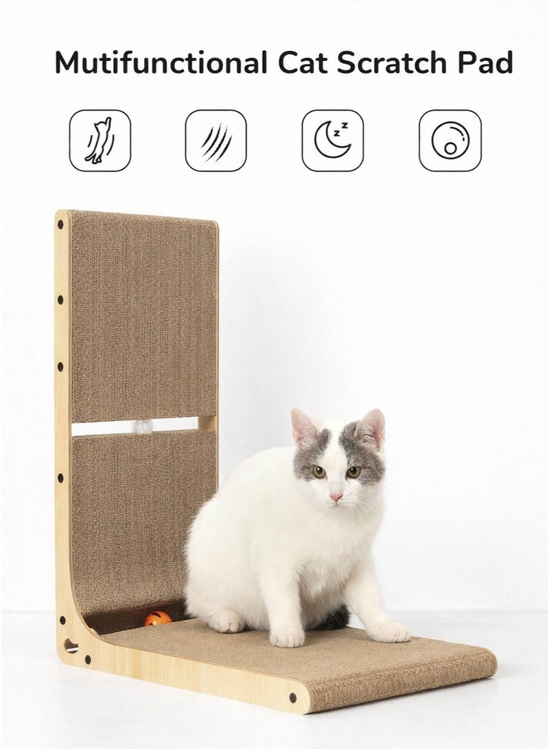 Sisily L Shape Cat Scratcher Cardboard, 23.6 Inch Cat Scratching Board Protecting Furniture Cat Scratch Pad for Indoor Cats, Vertical Cat Scratching Post - Image 2