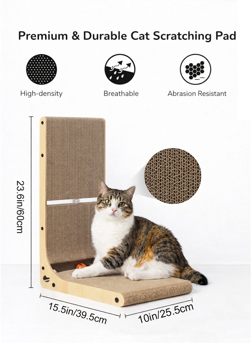 Sisily L Shape Cat Scratcher Cardboard, 23.6 Inch Cat Scratching Board Protecting Furniture Cat Scratch Pad for Indoor Cats, Vertical Cat Scratching Post - Image 5