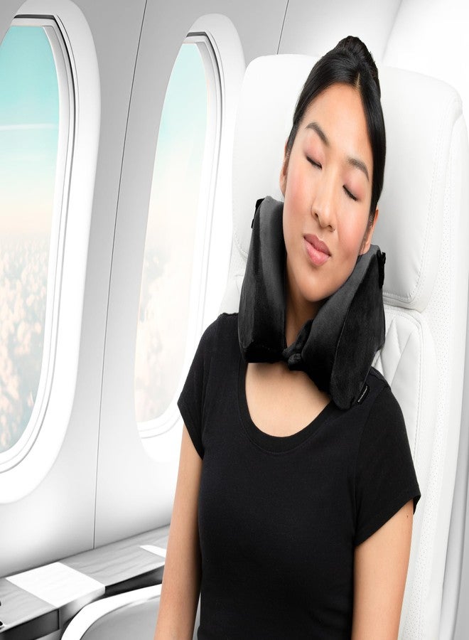 Brookstone 2-in-1 Memory Foam Travel Pillow - Cozy U-Shaped Soft Neck Support Pillow for Traveling, Black - Image 5