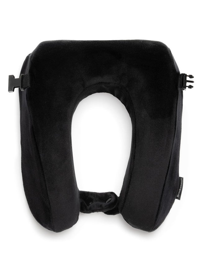 Brookstone 2-in-1 Memory Foam Travel Pillow - Cozy U-Shaped Soft Neck Support Pillow for Traveling, Black - Image 1