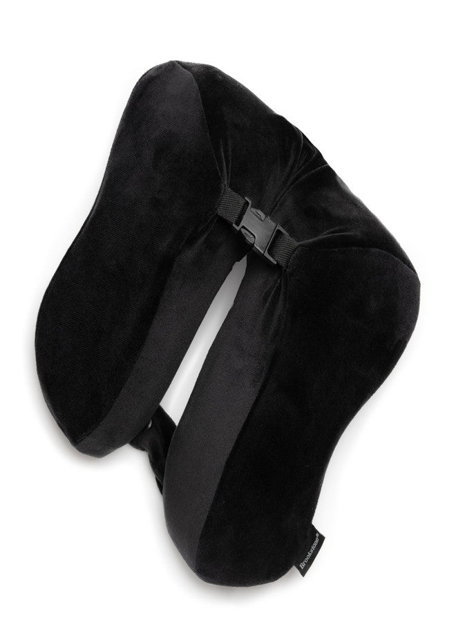 Brookstone 2-in-1 Memory Foam Travel Pillow - Cozy U-Shaped Soft Neck Support Pillow for Traveling, Black - Image 3