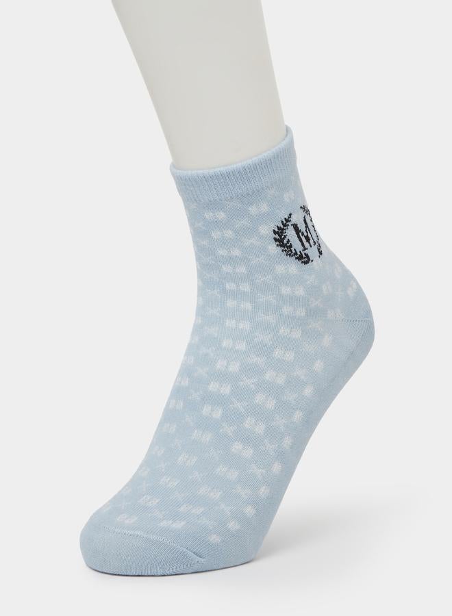 Styli Pack of 5 - Graphic Print Ribbed Cuff Crew Socks - Image 2