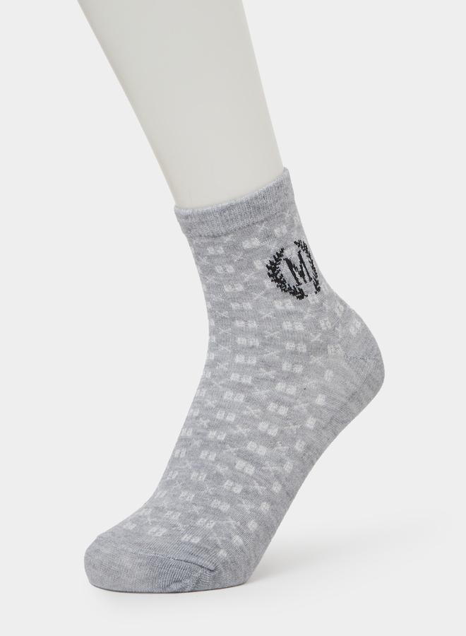Styli Pack of 5 - Graphic Print Ribbed Cuff Crew Socks - Image 4