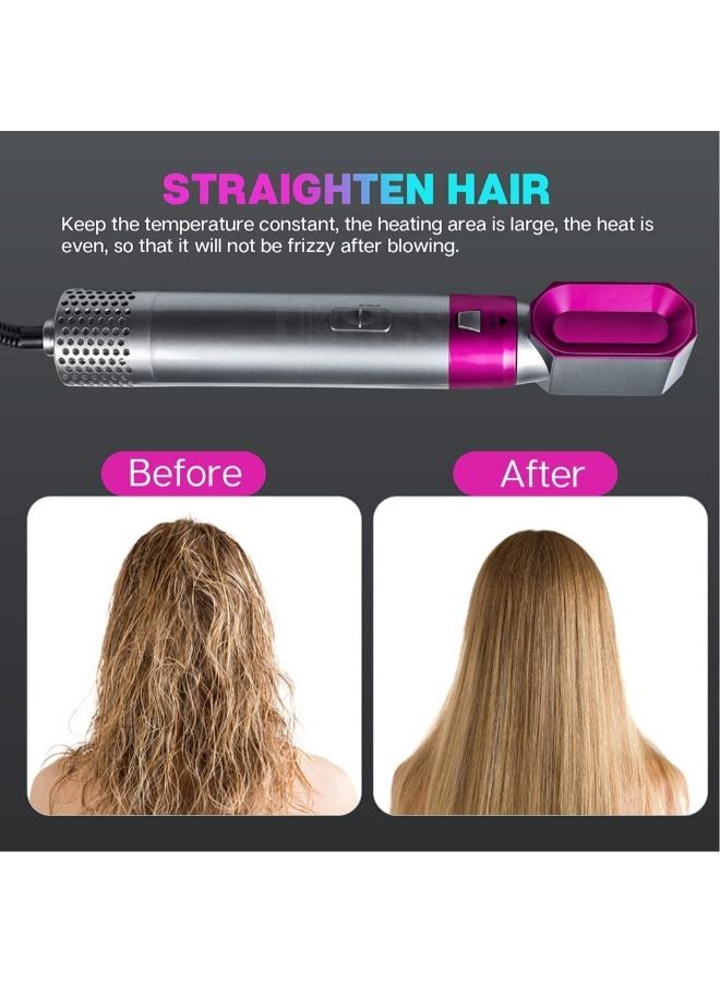 SHOPI Toshionics Electric Professional 5 in 1 Hair Dryer Negative Ions Blower 3 Temperature Levels Detachable Rotating Hot Air Brush Styler with Straightener Volumizer Curler Combing (Purple And Grey) - Image 3