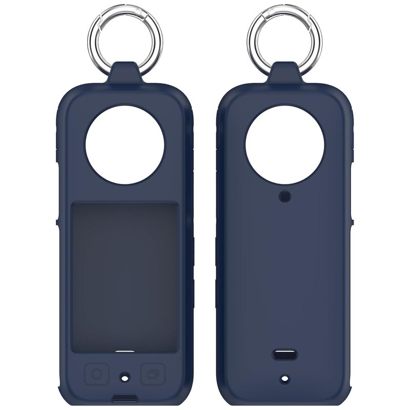 Wisely Cover with Ring Holder for Insta 360 X3 Soft Case Anti-Scratch TPU Skin Camera Cover for Insta 360 X3 Anti-Slip Snug-fit Housing - Navyblue (Not Include Insta360 X3) - Image 3