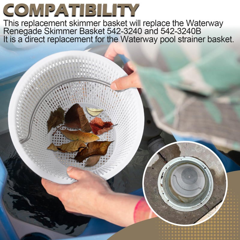Verplexter Handle Basket Replacement Bermuda Gunite Pentair 516112,Compatible with Waterway Skimmer Basket 542-3240/542-3240B for Renegade Skimmers Pool Basket, Stainless Steel Handle - Image 3