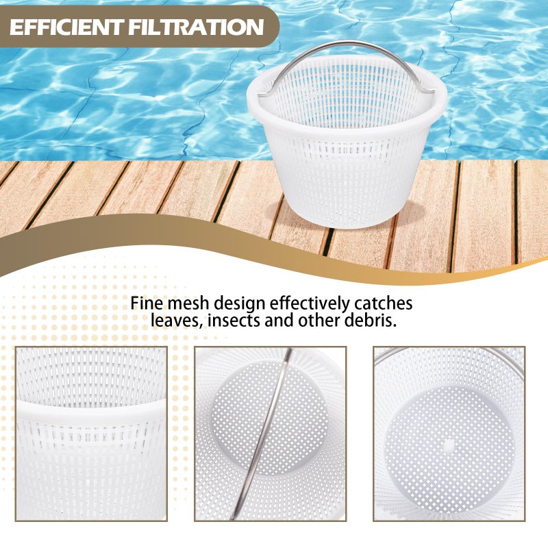 Verplexter Handle Basket Replacement Bermuda Gunite Pentair 516112,Compatible with Waterway Skimmer Basket 542-3240/542-3240B for Renegade Skimmers Pool Basket, Stainless Steel Handle - Image 5