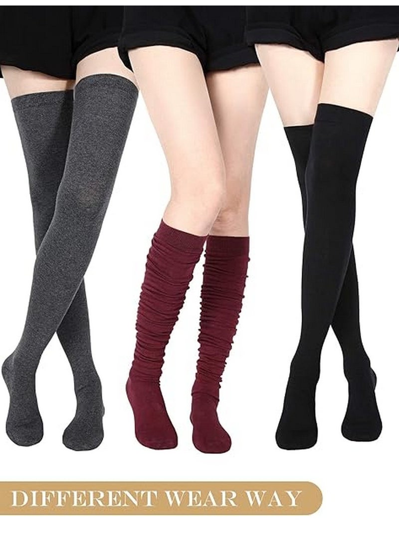 RATSAW - Women Thigh High Socks Extra Long Cotton Knit Warm Thick Tall Long Boot Stockings Leg Warmers - Image 1