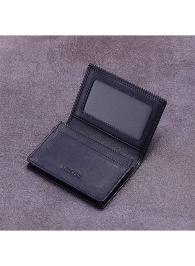 HISCOW Leather Business Card Case Holder for Men & Women, Italian Calfskin (Ostrich Dark Green)  - Image 2