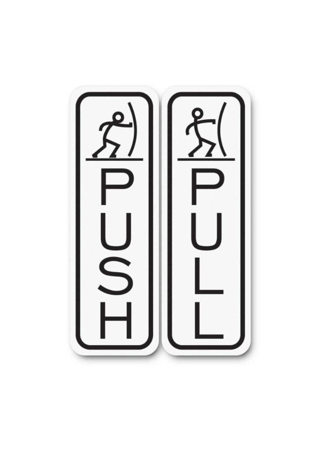 Arab Land Solutions Classic Fun Push Pull Door Signs - Set of 1 Vinyl Signs Sticker - White  - Image 1