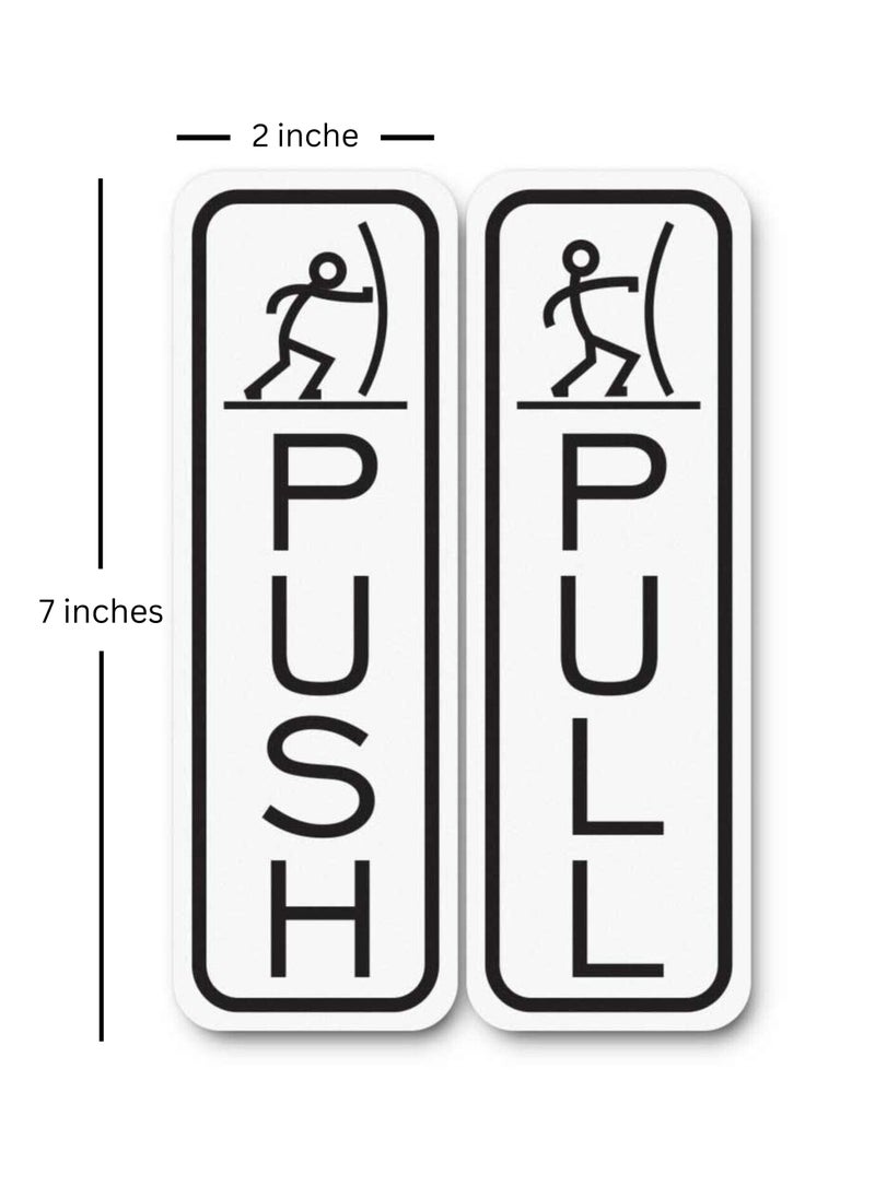 Arab Land Solutions Classic Fun Push Pull Door Signs - Set of 1 Vinyl Signs Sticker - White  - Image 3