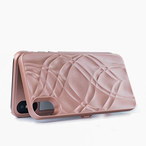 W7ETBEN for iPhone Xs Case,Wallet Case with Kickstand Built-in Mirror Shockproof Card Holder Cover for Apple iPhone X/XS - Rose Gold - Image 5