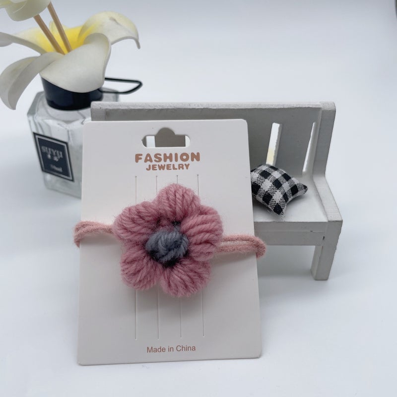 Loquat South Korea Plush Small Flower Hair Rope High Elastic Hair Ring Hair Rope Womens Korean Style Small Rubber Tendon Hair Accessories for Boyfriend 2# pink flower head rope