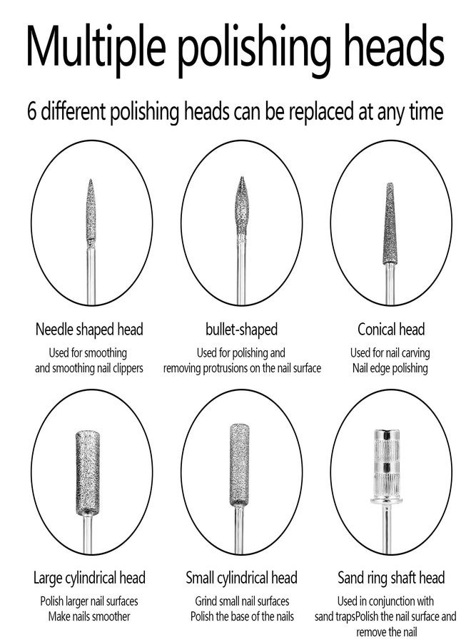 CBVCBV Nail Drill Kit Electric Rechargeable Set Cordless Nail Art Grinding Machine Compact Professional Nail File for Gel Manicure Pedicure Polishing Tool Household,Nail Removal Machine (Golden) - Image 5