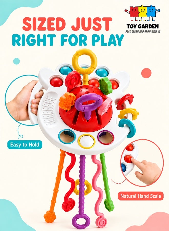 TOY GARDEN Baby Sensory Montessori Toy | Pull String Activity Toy with Soft Textured Sensory Balls | Teething & Motor Skills Development Toy for Babies 6–12–18 Months | Safe Learning Toy for 1 Year Old Boys & Girls - Image 4