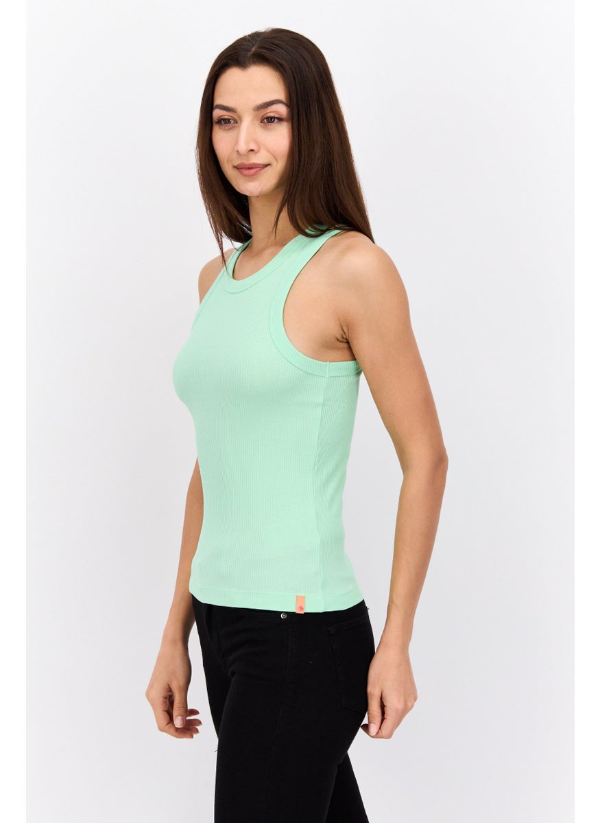 Scotch & Soda Women Round Neck Sleeveless Textured Top, Green  - Image 4