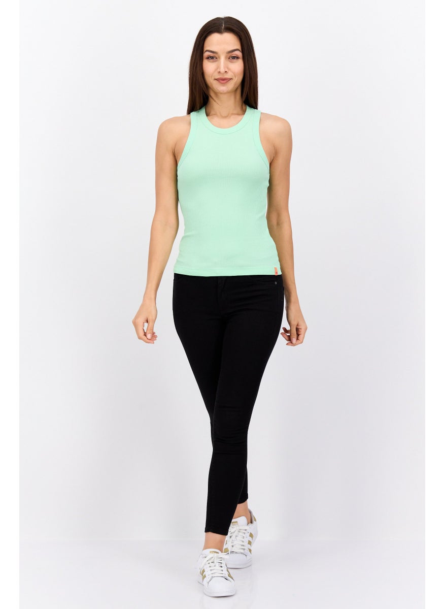 Scotch & Soda Women Round Neck Sleeveless Textured Top, Green  - Image 3