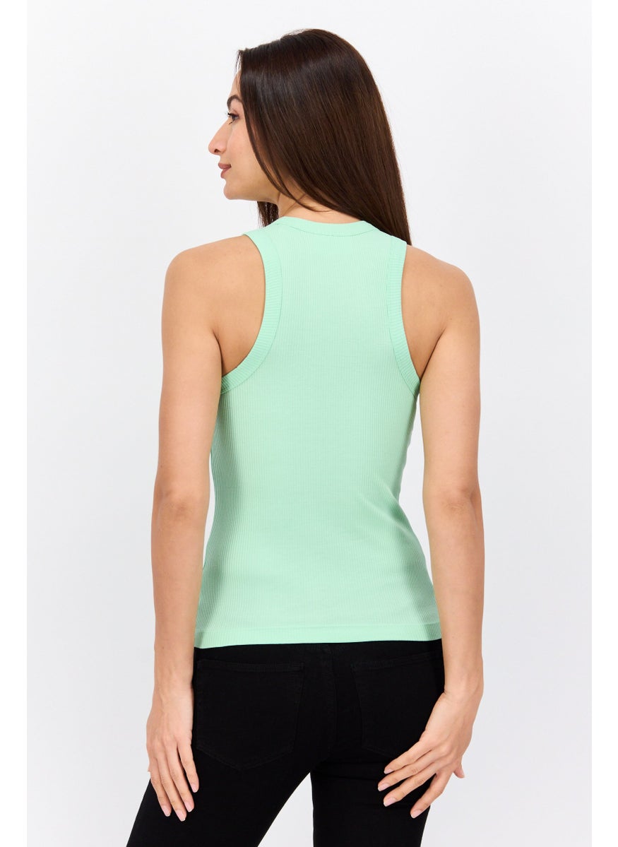 Scotch & Soda Women Round Neck Sleeveless Textured Top, Green  - Image 2