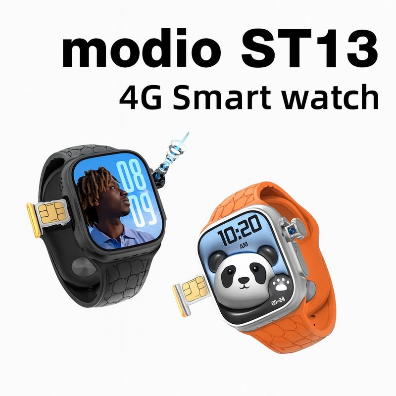 موديو ساعة ذكية ST13 تدعم شبكة الجيل الرابع 4G مع 3 أحزمة متنوعة وشاشة كبيرة 2.2 بوصة، وتتبع اللياقة البدنية، تصميم عصري باللون البرتقالي الجذاب ح كاميرا دوارة ؛ذاكرة 64 جيجا ؛ 6 جيجا رام - Image 2