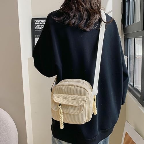 Kawn Women Crossbody Bag, Aesthetic Mini Cute Purse, Shoulder Bag with Outer Pocket For Daily Use Work Travel Beaches, Portable Handbag Bag, Comfortable and Trendy Design (Beige) - Image 4