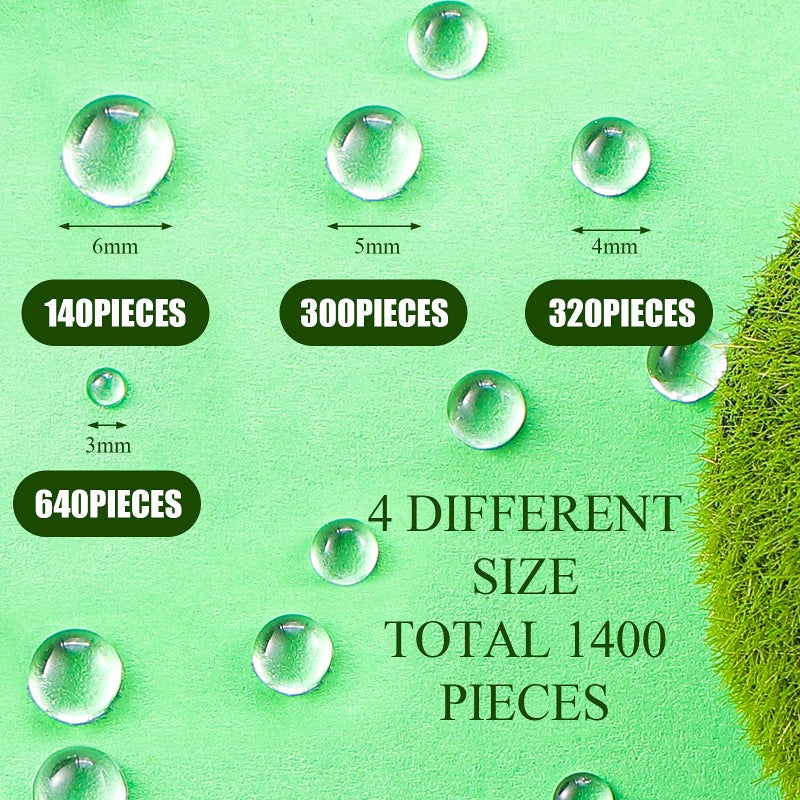Maitys 1400 Pieces Dewdrop Water Droplets Embellishments Dewdrop Simulation Round Waterdrop Resin Beads for DIY Scrapbooking Crafts Cell Phone Case Card Making(Clear) - Image 2