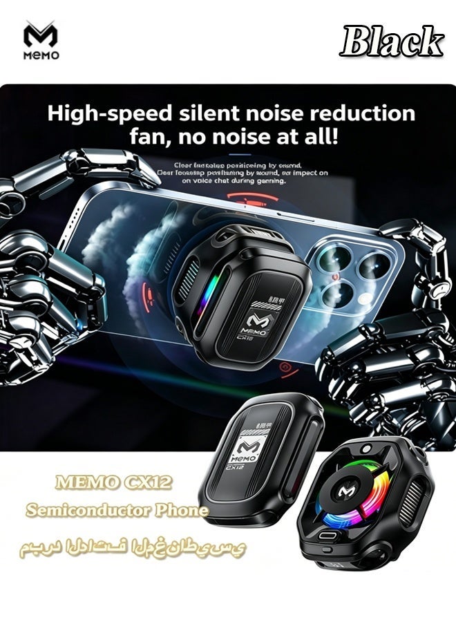 MEMO CX12 Semiconductor Phone Cooler for Game Fan PUBG, 2-Speed Adjustable Portable Phone Cooling Radiator Without Noise, AI Smart Temperature Control Yellow Cell Phone Cooler for Mobile Gaming & Live Streaming - Image 1