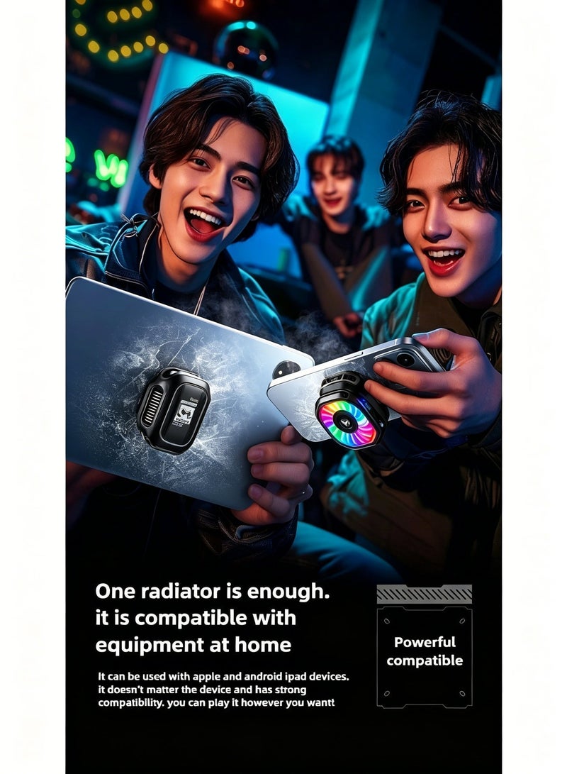 MEMO CX12 Semiconductor Phone Cooler for Game Fan PUBG, 2-Speed Adjustable Portable Phone Cooling Radiator Without Noise, AI Smart Temperature Control Yellow Cell Phone Cooler for Mobile Gaming & Live Streaming - Image 5