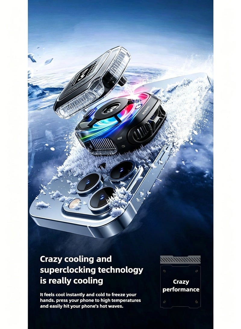 MEMO CX12 Semiconductor Phone Cooler for Game Fan PUBG, 2-Speed Adjustable Portable Phone Cooling Radiator Without Noise, AI Smart Temperature Control Yellow Cell Phone Cooler for Mobile Gaming & Live Streaming - Image 4