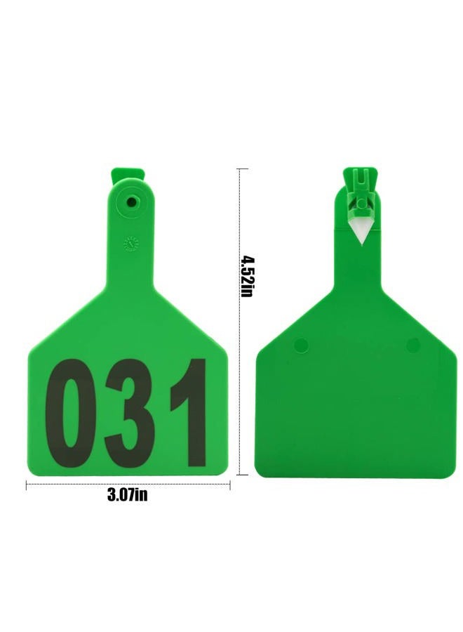 APlayfulBee Z Tags One-Piece Cattle Ear Tags 001-050 Number TPU Large Size Animal Identification Tags Cattle Livestock Ear Tags for Cows Hogs Sheep (001-050, Green) - Image 3