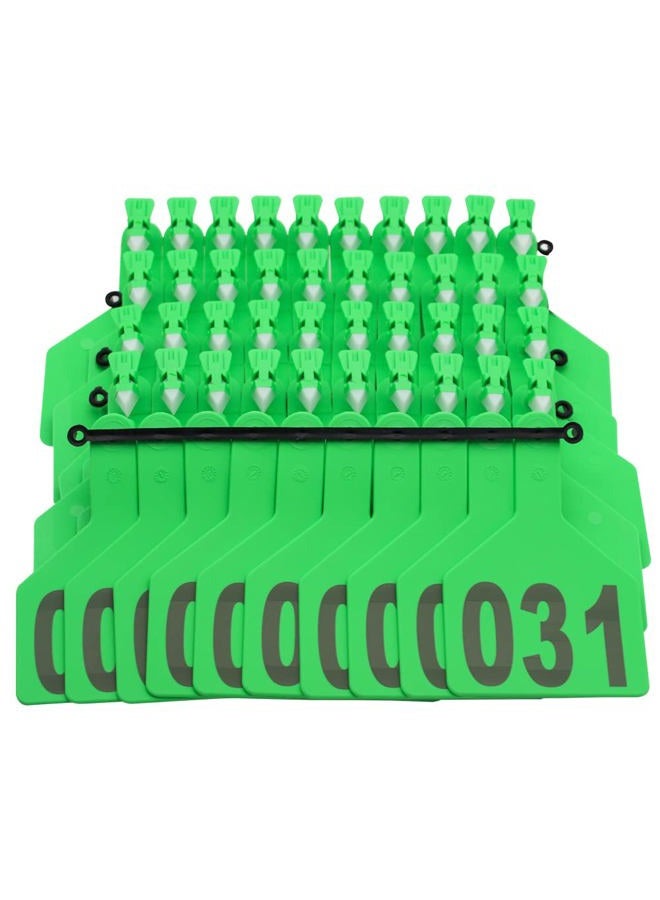 APlayfulBee Z Tags One-Piece Cattle Ear Tags 001-050 Number TPU Large Size Animal Identification Tags Cattle Livestock Ear Tags for Cows Hogs Sheep (001-050, Green) - Image 1