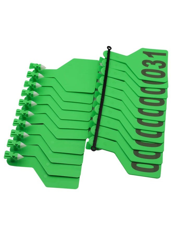 APlayfulBee Z Tags One-Piece Cattle Ear Tags 001-050 Number TPU Large Size Animal Identification Tags Cattle Livestock Ear Tags for Cows Hogs Sheep (001-050, Green) - Image 2