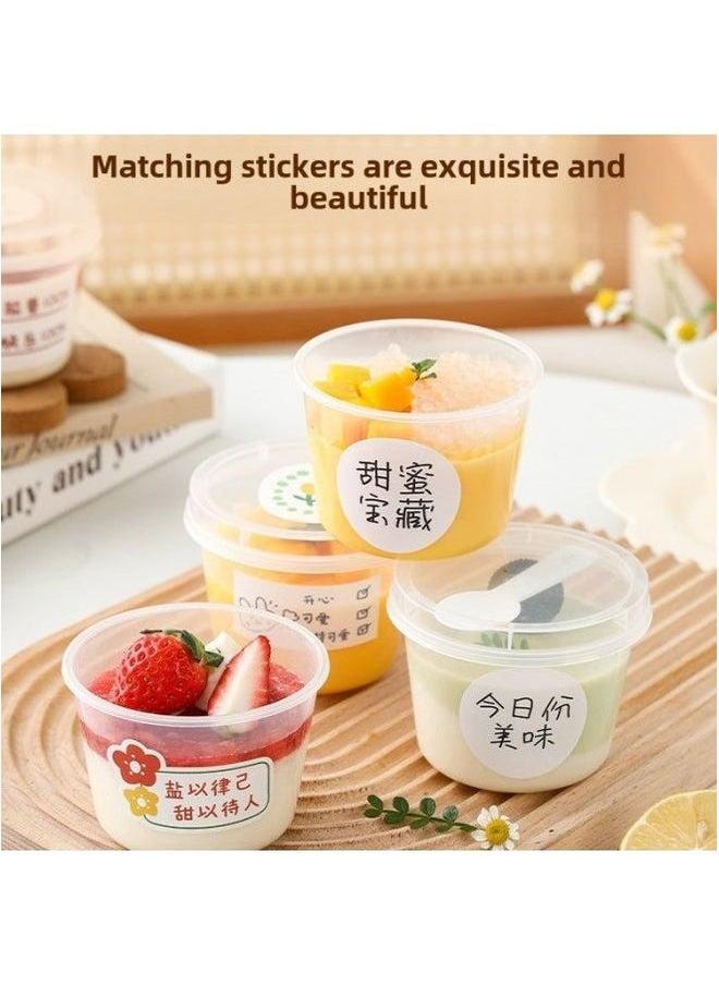 Generic - Double Skin Milk Special Cup Cream Ice Bowl Pudding Mousse Jelly Yogurt Packing Box With Lid Commercial Cup-Specifications:Original Sticker Sweet Treasure-Color:Figure - Image 1