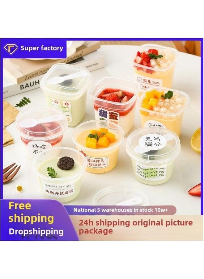 Generic - Double Skin Milk Special Cup Cream Ice Bowl Pudding Mousse Jelly Yogurt Packing Box With Lid Commercial Cup-Specifications:Original Sticker Sweet Treasure-Color:Figure - Image 1