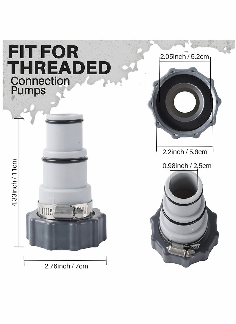 Replacement Threaded to Clamp Style Hose Adapter for Intex Pool Sets with 1.5 and 1.25 Inch Hoses Fits Filter Pumps Chlorine Generators and Salt Systems with Threaded Hose Connections (2 Pack)