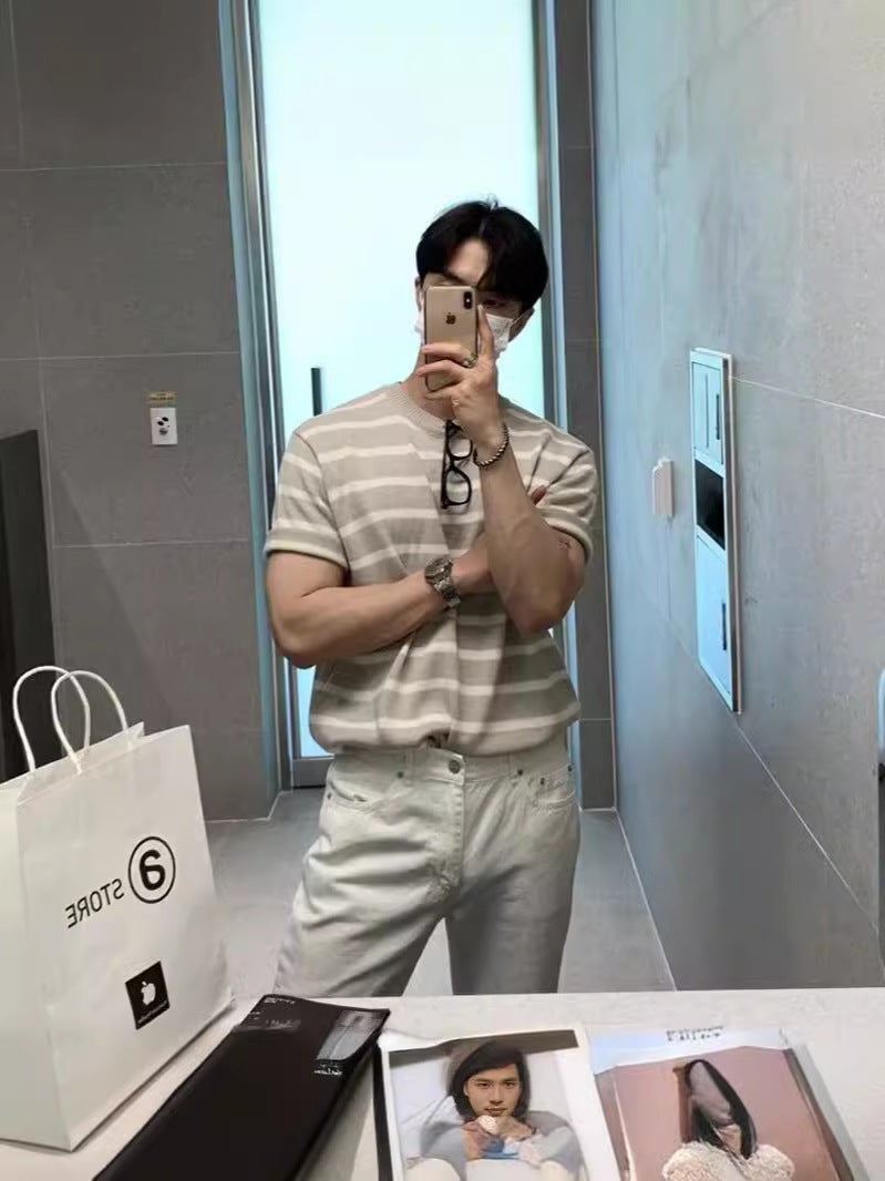 Hong Kong Style Summer Ins Short-Sleeved T-Shirt Men'S Loose Fashionable Handsome All-Match Striped Half-Sleeve Top - Image 5