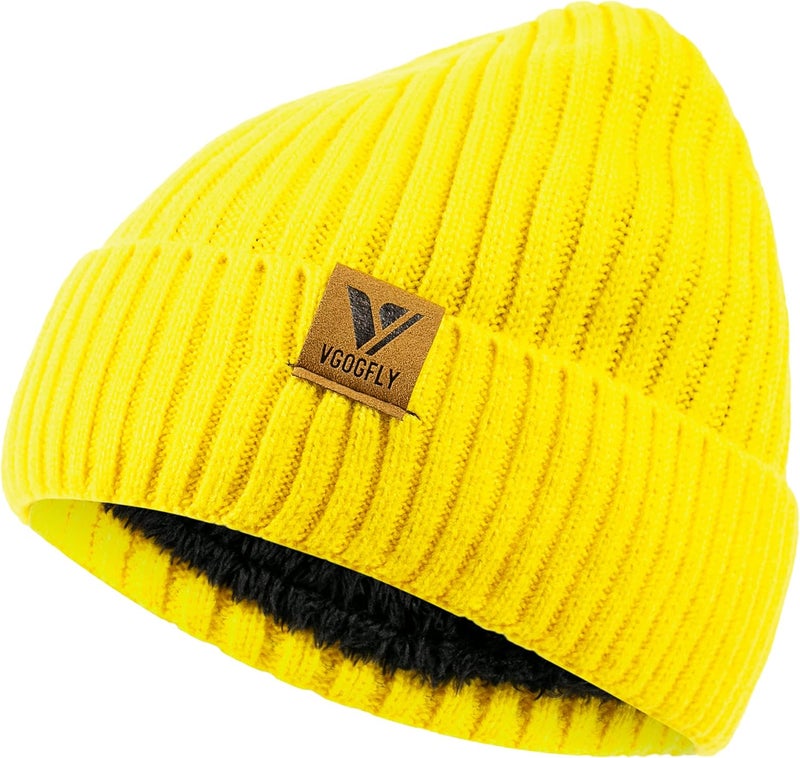 Vgogfly Lined Men Beanie Slouchy Knit Skull Cap Warm Stocking Hats Guys Women Striped Winter Beanie Hat - Image 2